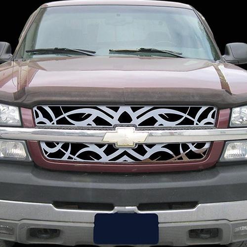 Chevy avalanche 02-06 w/o cladding tribal polished stainless grill insert cover