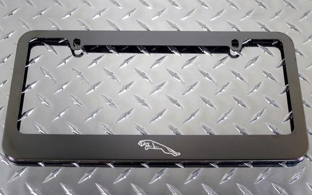 1 brand new jaguar logo gunmetal license plate frame + screw caps