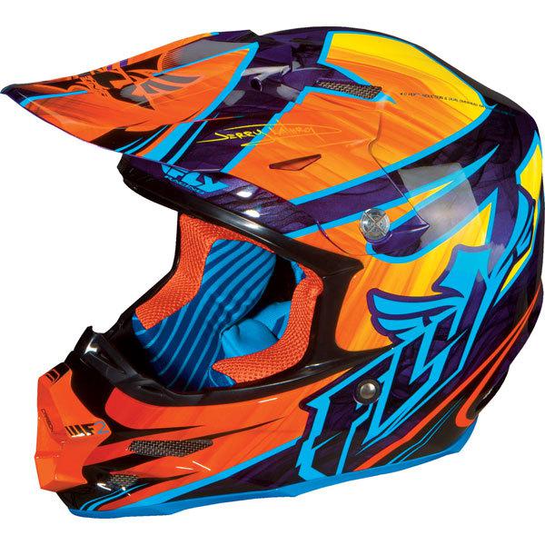 Orange/purple xs fly racing f2 carbon acetylene helmet 2013 model