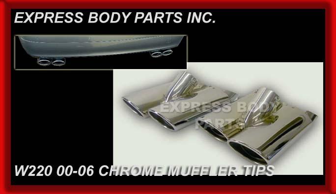 W220 s-class all chrome quad muffler tips dual s430 s500 s600 exhaust mercedes