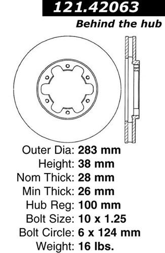 Centric 121.42063 front brake rotor/disc-c-tek standard rotor