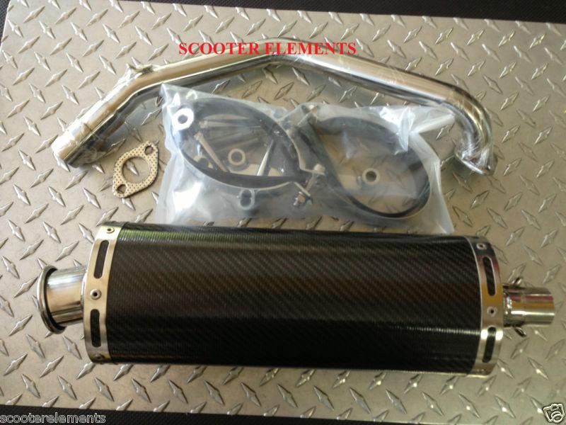 Scooter gy6 150cc high performance v8 oval carbon fiber exhaust system