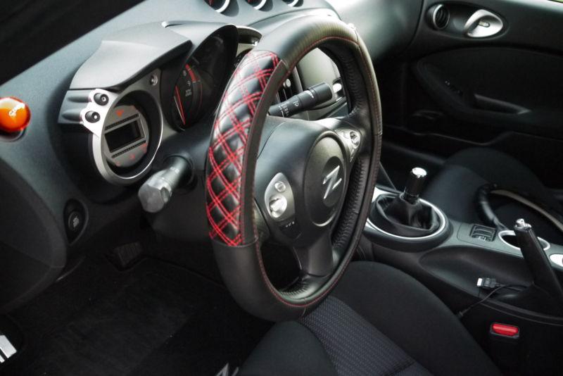 New circle cool black+red stitch leather steering wheel wrap cover 57012 honda