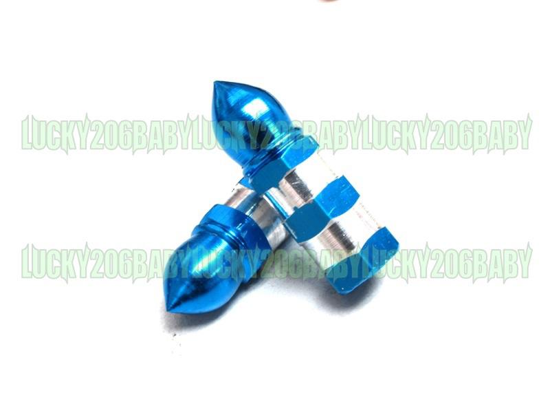 Tyre valve dust cap metal bullet for car bike 4pcs blue