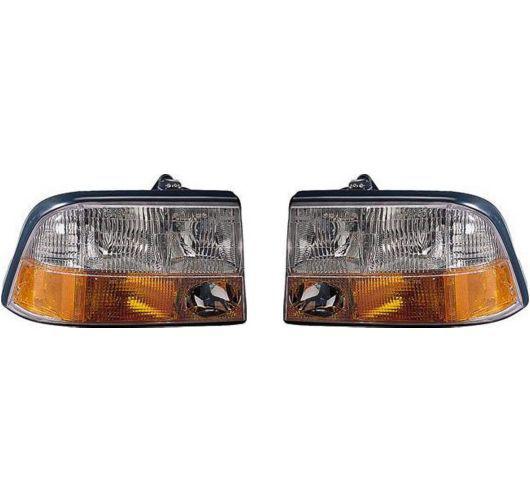 Gmc s-15 truck headlight headlamp w/integrated fog light left & right pair set