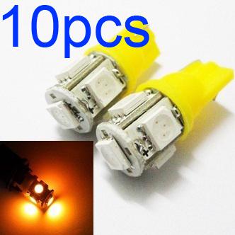 10x yellow t10 194 168 w5w wedge 5050 5 smd led bulb bulbs car tail light