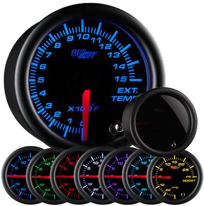 Diesel truck glowshift tinted 7 color series pyrometer black