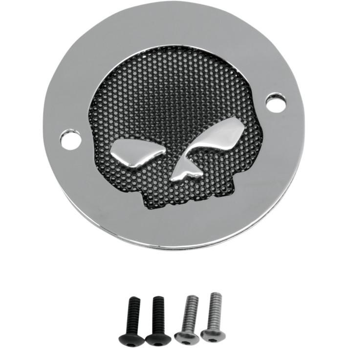 Drag specialties chrome skull ignition points cover 2-hole for harley