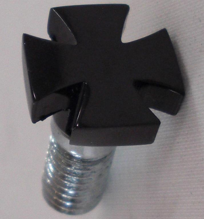 Black billet aluminum "iron cross" custom seat bolt for 1996-2013 harley models