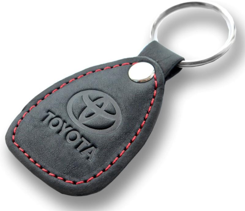 New leather black / red keychain car logo toyota auto emblem keyring