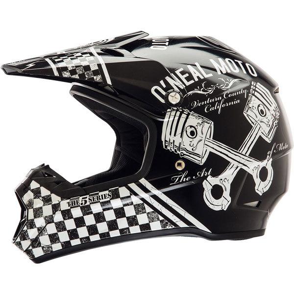 Black/white s o'neal racing 5 series piston helmet 2013 model