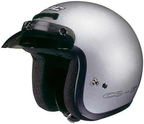 New hjc cs-5n open-face adult helmet, metallic silver, large/lg