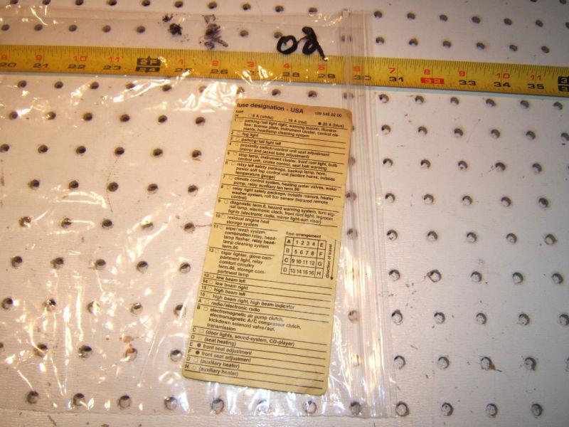 Mercedes w124  fuse desgnation 1 sheet  usa version,1 sheet only, 124 545 02 00