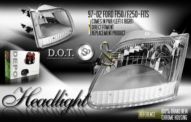 Depo pair euro style chrome headlights head lamps ford f150 f250 expedition