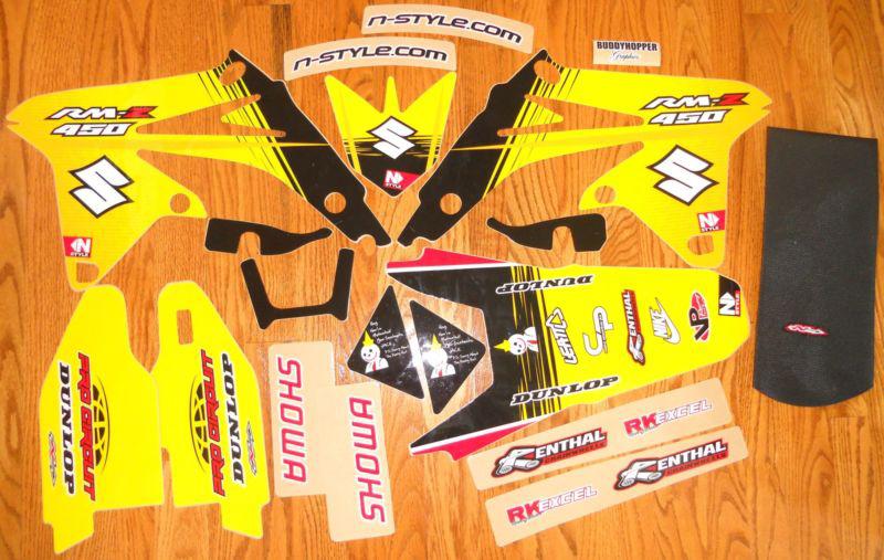 Nstyle rmz450 suzuki race team graphics decals kit rmz 450 (08-14) w/ seat cover