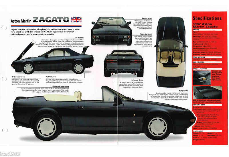 Aston martin zagato imp brochure: 1986,1987,1988,1989