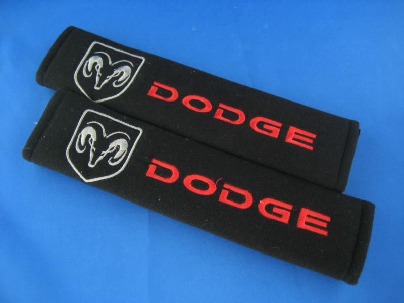 2pcs dodge embroidered seat belt shoulder cover pads 