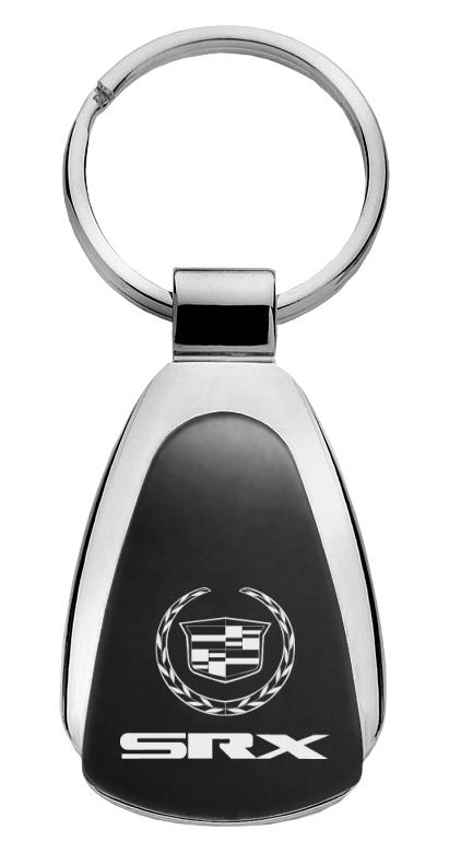 Cadillac srx black tear drop metal key chain ring tag key fob logo lanyard