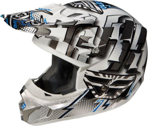 Fly racing kinetic dash graphic youth motorcycle helmet white/black/silver small