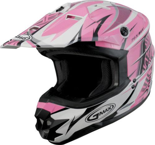 G-max gm76x player graphic motorcycle helmet pink/white/black player x-small