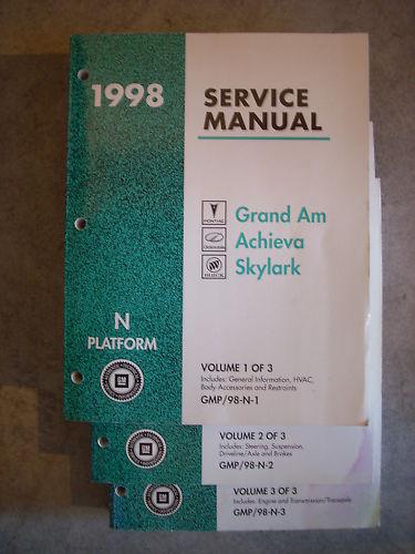 1998 pontiac grand am oldsmobile acheiva buick skylark service shop book manual