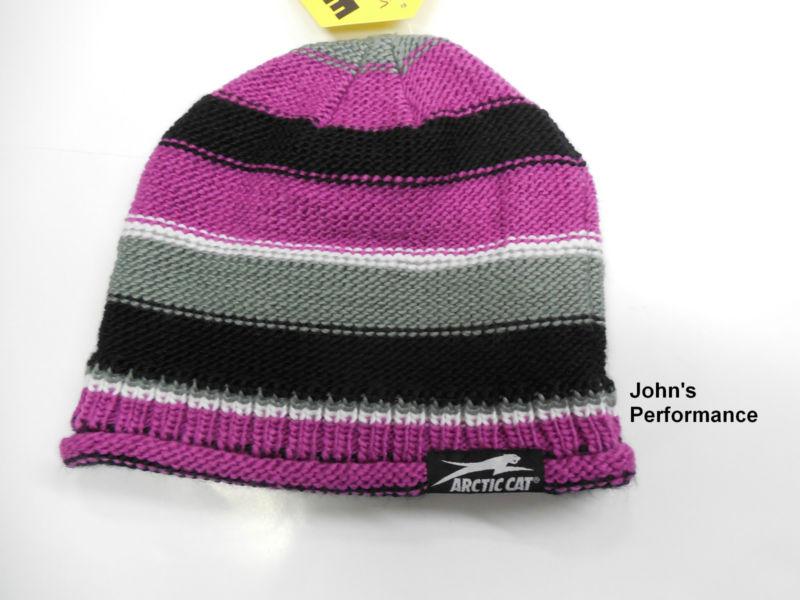 Arctic cat women's aircat purple striped beanie hat cap 5233-015