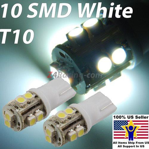 2x t10 xenon white 10-smd led dome map parking license plate - light bulbs