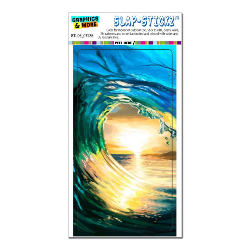 Ocean wave surfer sunset - slap-stickz™ car window locker bumper sticker