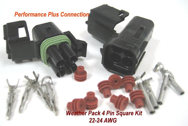 Weather pack 4 pin square 22-24 weatherpack connector kit made in the usa