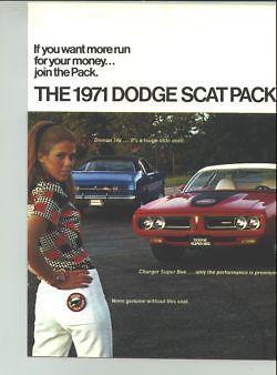 1971 dodge scat pack performance sales catalog 