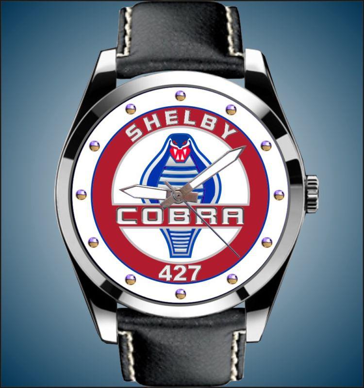 1965 1966 1967 427 shelby cobra sc emblem badge red white quartz leather watch