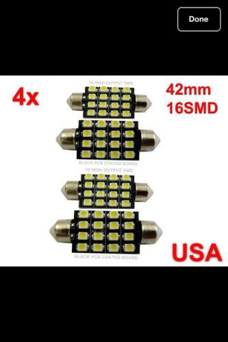 4x 42mm car interior 16 smd white led light 3528 dome lamp bulb