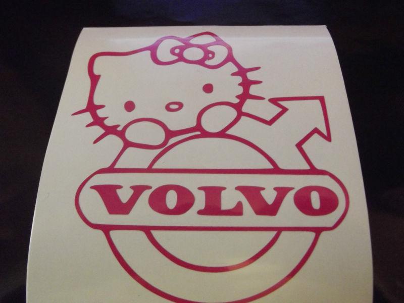 Hello kitty volvo logo car window  decal sticker (pink) 