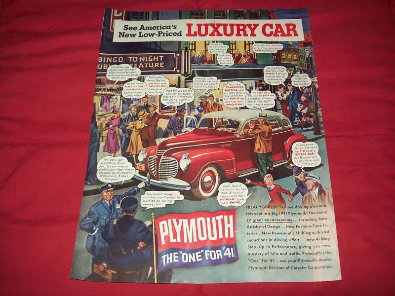 1941 plymouth car ad- red