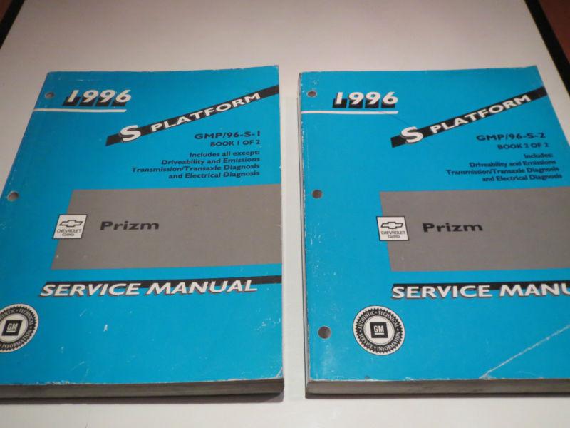 1996 geo prizm factory service shop manual set gmp/96-s-1  gmp/96-s-2