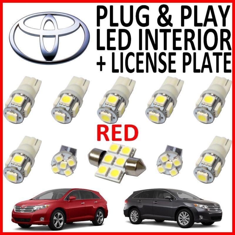 10 piece super red led interior package kit + license plate tag lights tv1r