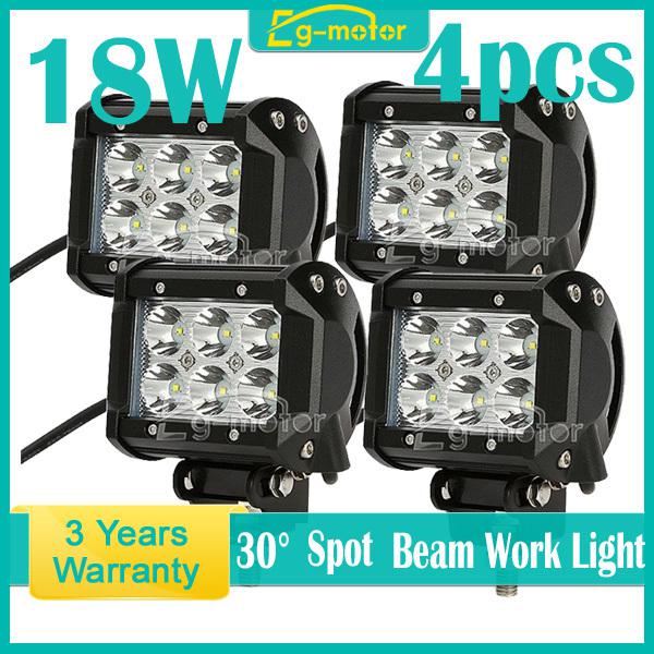 4pcs 18w cree spot beam led work light offroad lamp utv atv 4wd 4x4 ce 9-32v dc