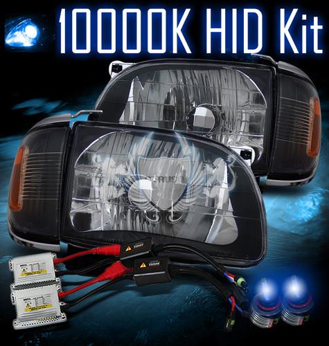 10000k hid 01-04 toyota tacoma crystal blk head lights lamp with corner+led drl