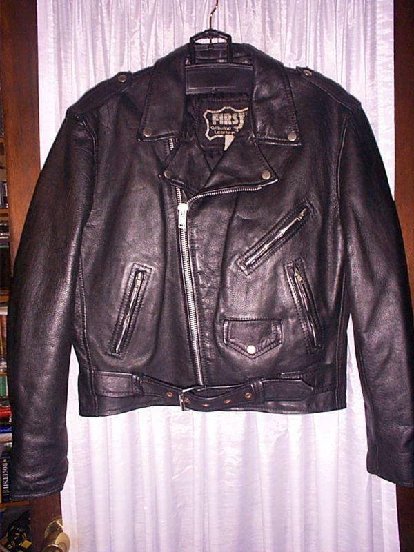 First geniune leather motorcycle chp police style biker jacket, size 42