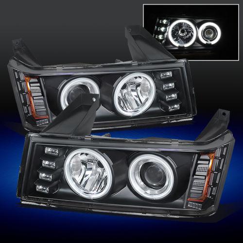 04-12 colorado canyon pickup black dual ccfl halo projector led headlights pair