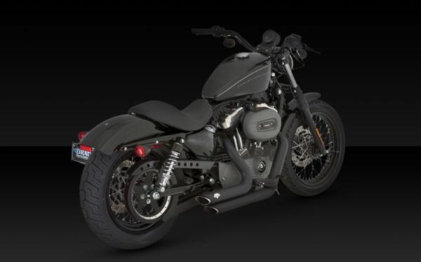 Vance & hines exhaust shortshots stagger black for harley softail