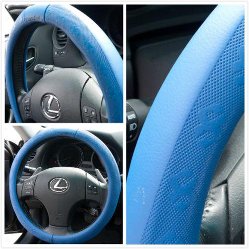 Steering wheel cover with pvc leather and all blue logo 51107c