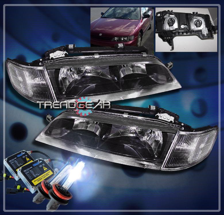 94-97 honda accord crystal headlights+hid 8000k lamp jdm black 95 96 dx ex lx se