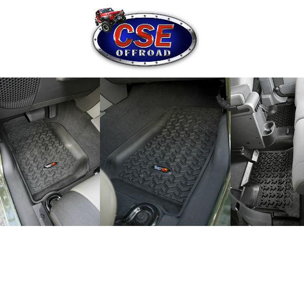 Year20 12987.01 rr black floor mat liners kit jeep wrangler jk 2007-13 4 door