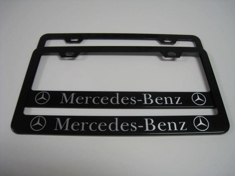 (2) black coated metal license plate frame - mercedes-benz (slk/clk/cls class)