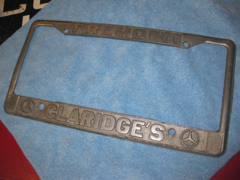 Mercedes benz vintage license plate frame / 'claridge's fremont' /vgc/plateframe