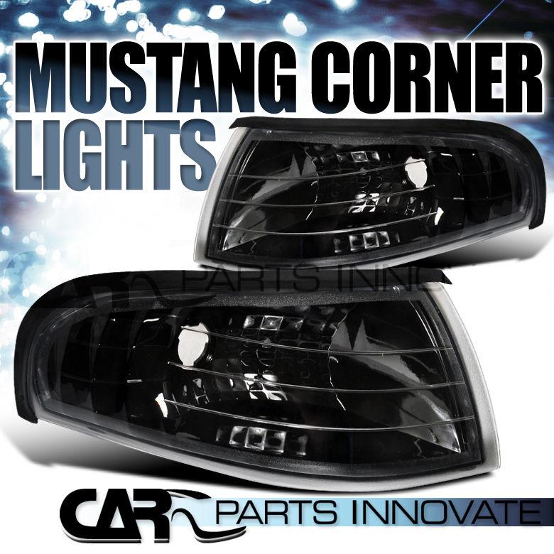 1994-1998 ford mustang gt black corner parking lights lamp pair