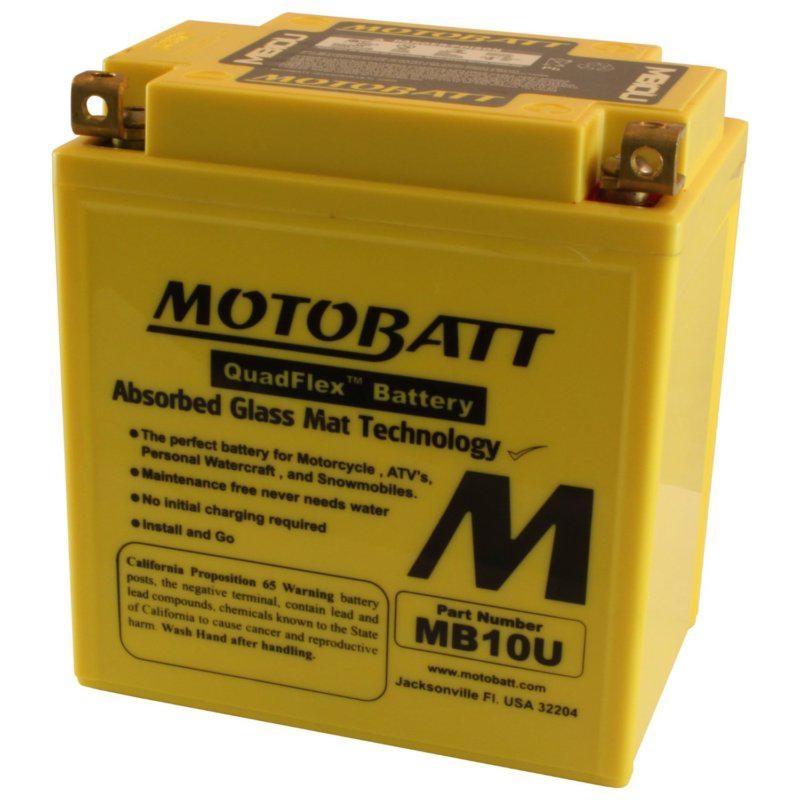 Motobatt mb10u sealed agm motorcycle battery replaces: 12n10-3a, 12n103-a1, more