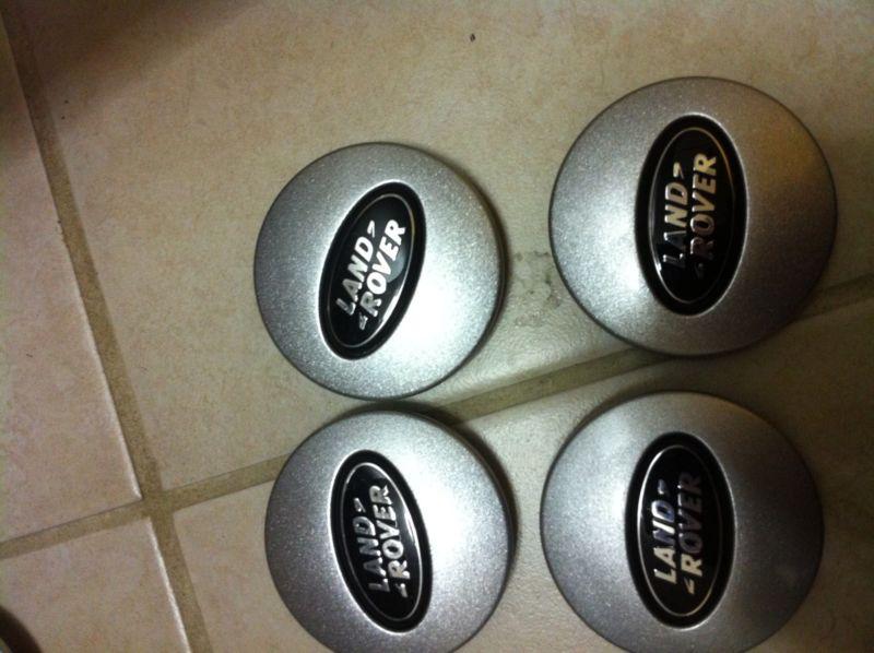 Range rover land rover wheels center caps silver green logo