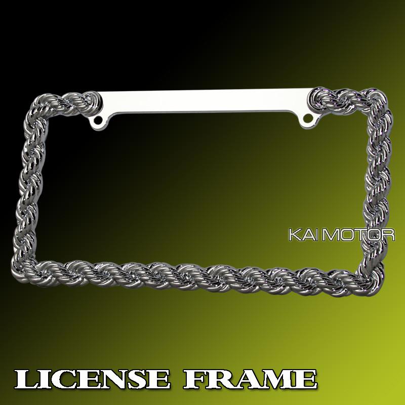 3d rope braid die cast chrome finish license plate frame subaru toyota kia